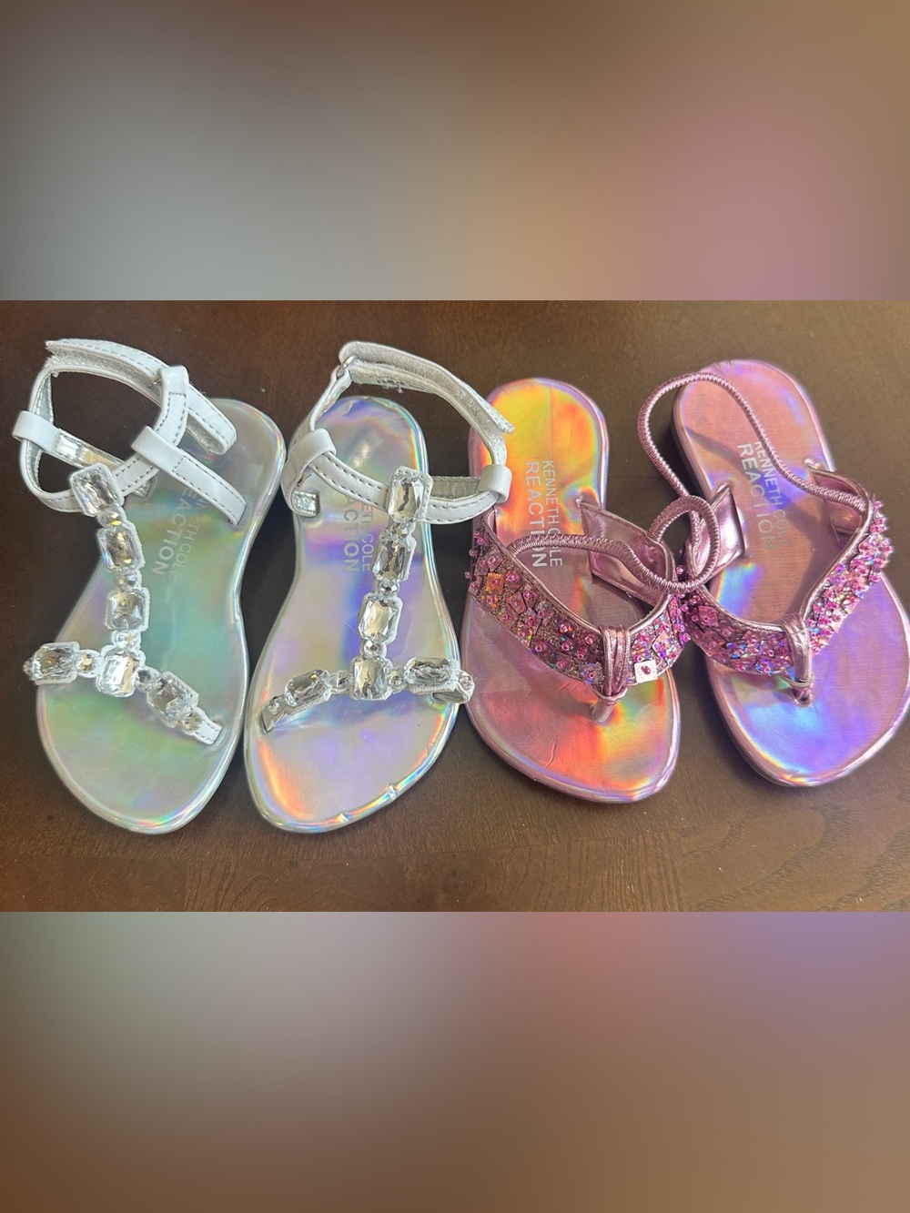2 Pair NEW Kennth Cole Toddler Girls Sandals, Sparkle Gems
